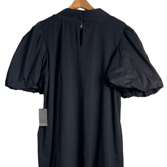 Eloquii‎ Mock Neck Puff Sleeves Mixed Media Mini Dress Black Size 22 NEW - Picture 3 of 11